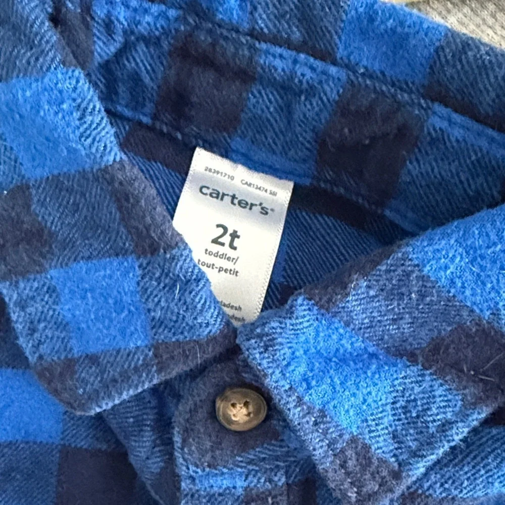 OshKosh B'gosh Kids Plaid Button Down Shirts - Blue, Yellow, Gray size 2T